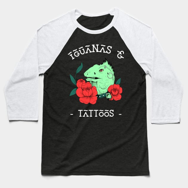 Iguanas and Tattoos Baseball T-Shirt by SybaDesign